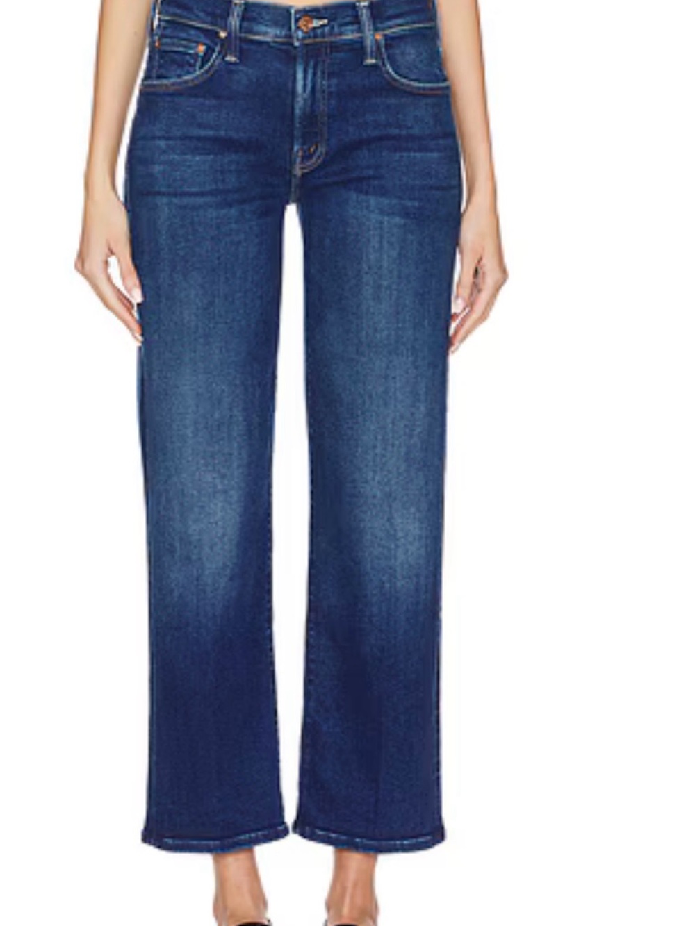MOTHER Mid Rise Rambler Zip Ankle Jeans Size 30 Dark Wash